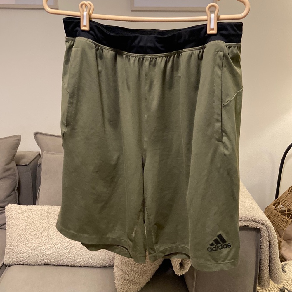Adidas climalite olive color shorts. Men’s size large.